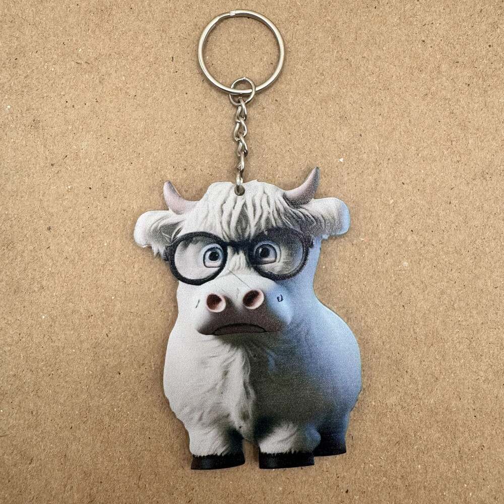 Cute Cartoon Highland Cow Acrylic Keychain or Ornament